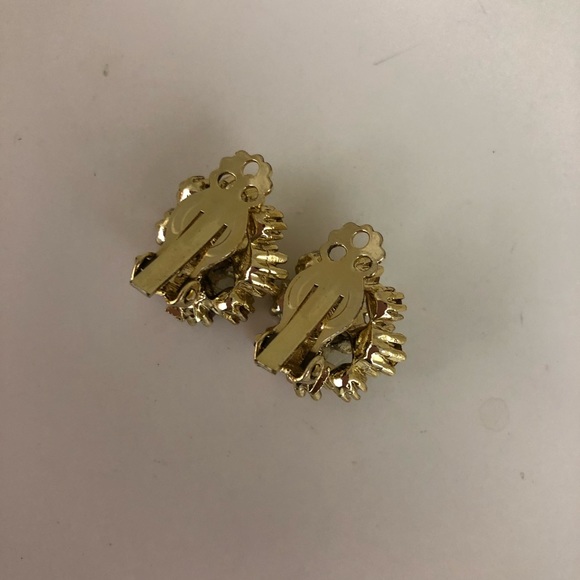 Vintage Rhinestone Clip Earrings - Picture 2 of 3